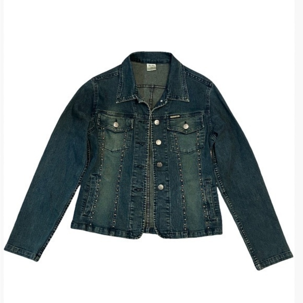Vintage JOLINA Denim Jacket With Studded Details. Pockets.